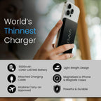 Pro – World'S Thinnest Portable Charger – USB-C Power Bank 5000Mah – Magnetic Built-In Cable – TSA Approved Travel Charger – Iphone 15/16/17 & Android – Black