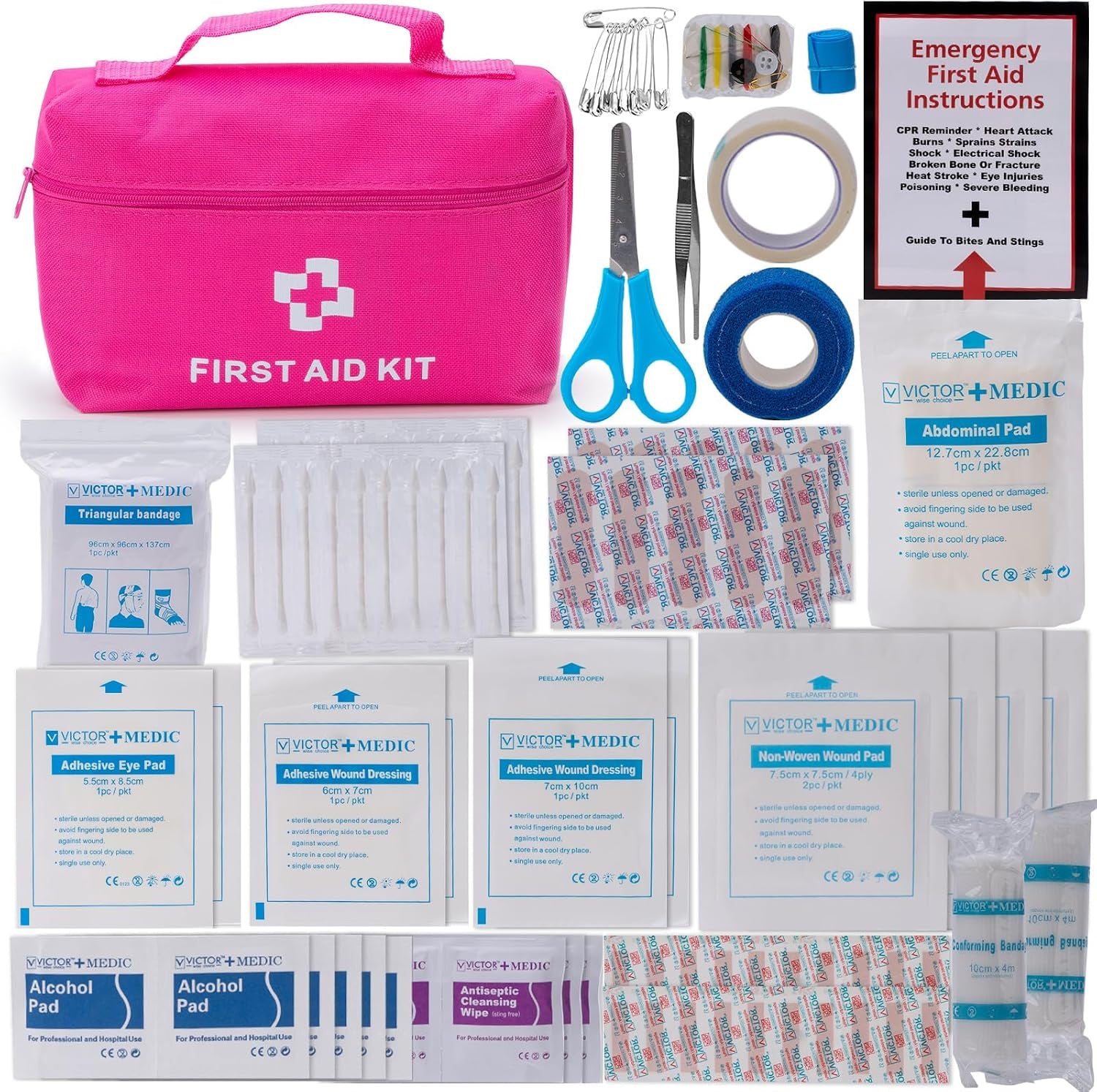 Roadside Emergency Car Kit for Vehicles, Pink Emergency Roadside Assistance Kit with Car First Aid Kit, Thoughtful Car Emergency Kit for Women, Men, New Drivers and Adventurers Gifts