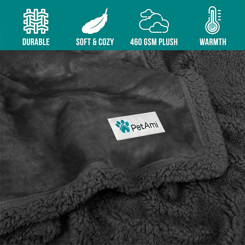 Dog Blanket for Small Medium Dogs Cats Puppies Kittens, Soft Sherpa Fleece Pet Blanket Throw, Reversible Plush Couch Cover Protector Crate Carrier Chair Machine Washable, 40X29, Solid Dark Gray