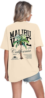 Mens Malibu Vibe Palm Tree California Casual Short Sleeve T-Shirt | Perfect for Surf Travel Great for Beach Lovers West Coast Fans.