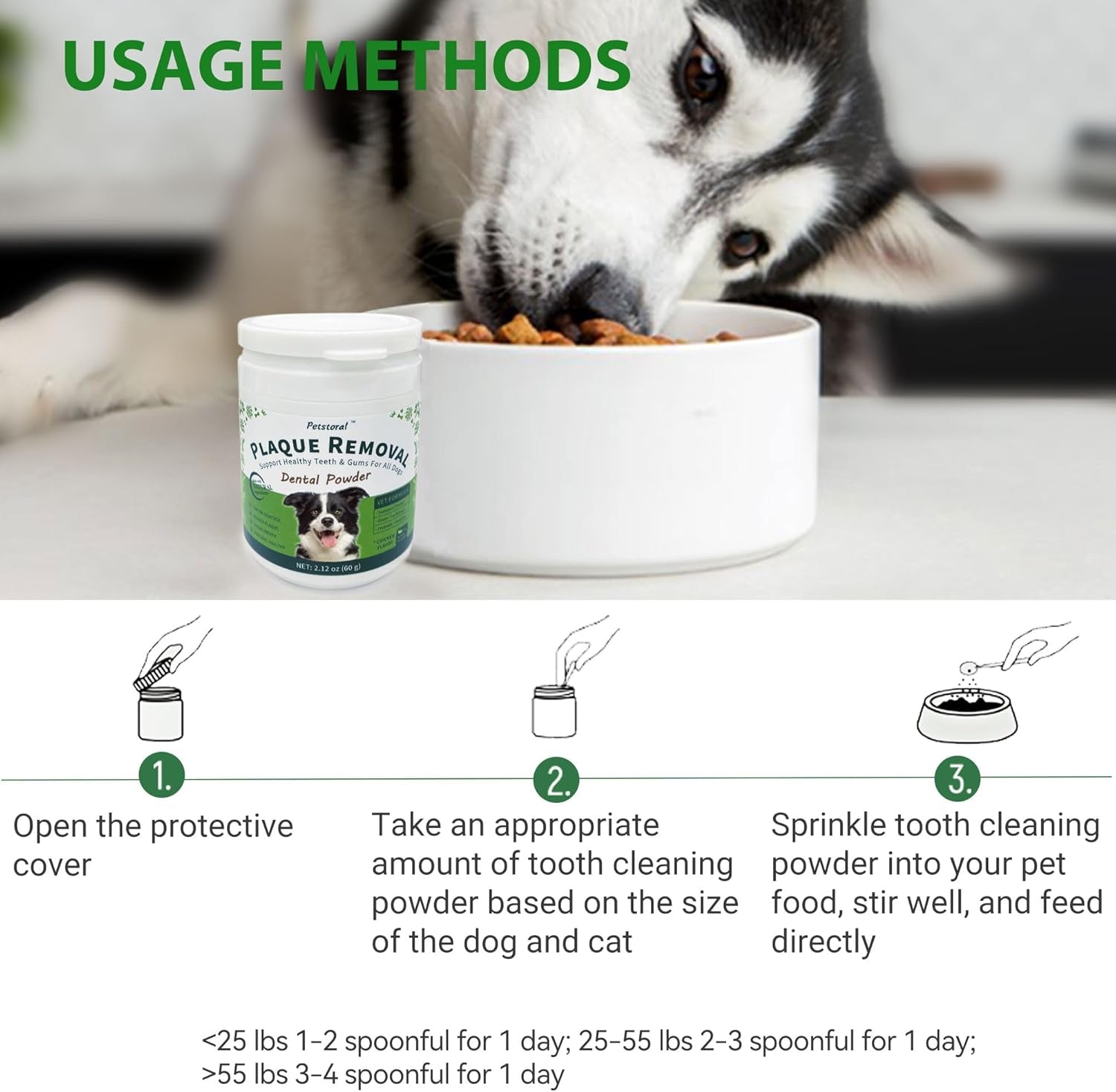 Natural Dog Dental Powder for Plaque Removal | Helps Reduce Plaque, Supports Healthy Teeth & Gums, Freshens Breath, Daily Dental Care for All Dogs