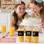 Birthday Party Water Bottle Label Stickers, Waterproof Labels for Water Bottles, Black and Gold Happy 70Th Birthday Party Decorations, Cheers to 70 Years, Anniversary Table Supplies-A31
