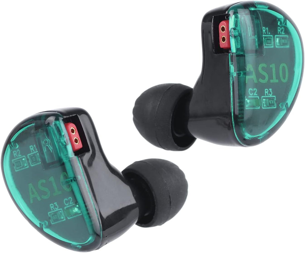 KZ AS10 5BA Hifi Stereo In-Ear Monitor Hifi Wired Earbuds Earphones | with 0.75Mm 2 Pin Cable, Five Balanced Armature Drivers, Noise Cancelling, W/O Mic, Cyan
