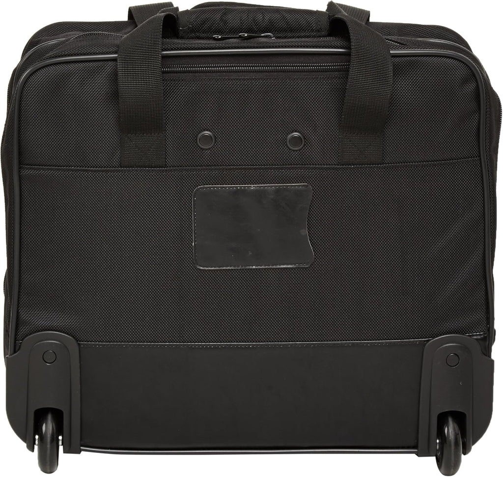 15.6" Rolling Laptop Bag for Travel and Business, Briefcase with Wheels, Adjustable Locking Handle, Black