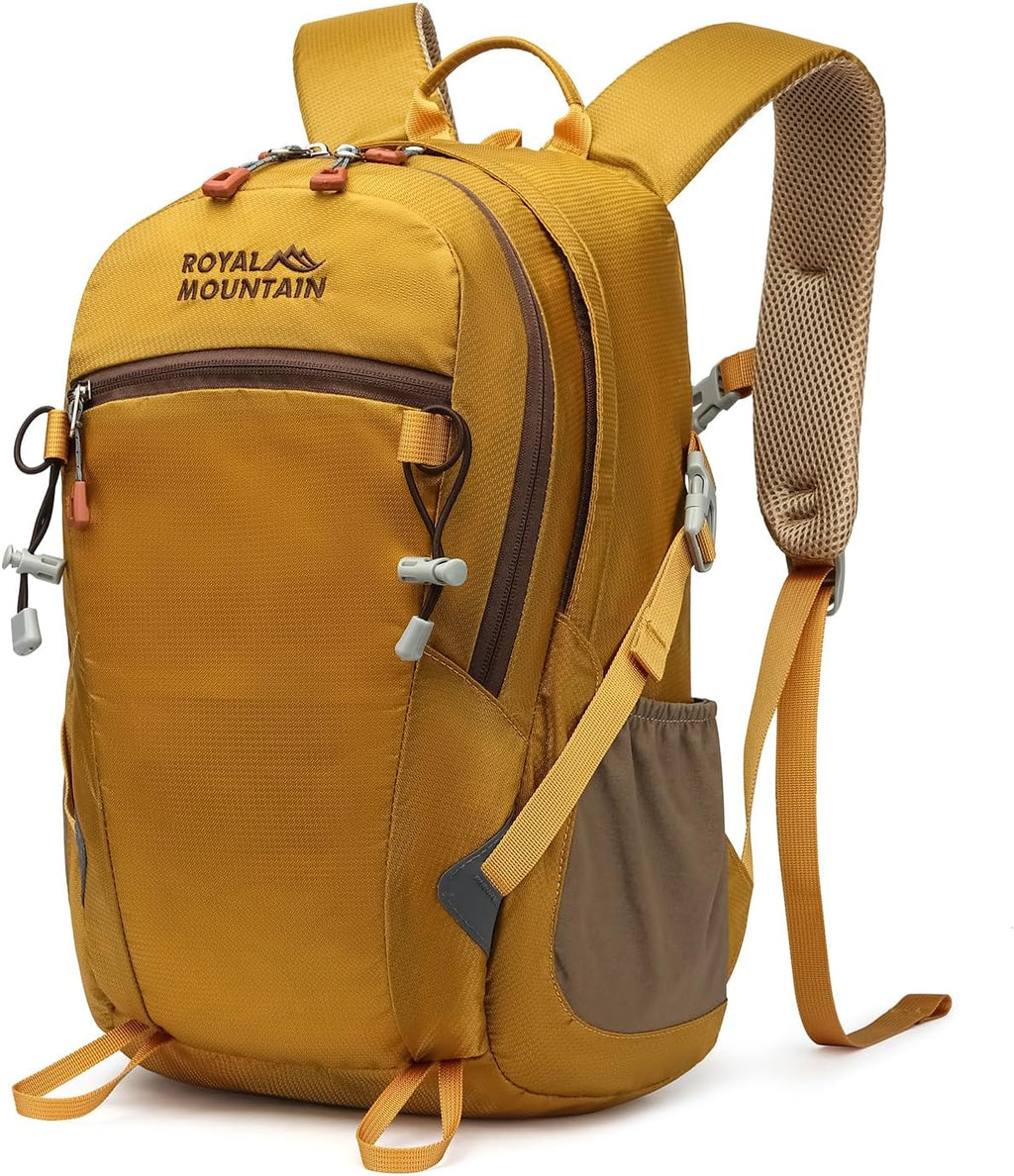 Small Hiking Backpack with Rain-Cover, 20L Travel Backpacks for Women Men, Camping Daypack Backpacks Lightweight, Durable Hiking Backpack Fit for Camping, Daily Commuting, Short Trips (Yellow)