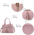 Women Purses and Handbags, PU Leather Top Handle Satchel Bag | Removable Long Strap, 3 Zippered Compartments, Crossbody Purse for Ladies, ,Tassel Pendant