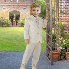 Linen Boys Suit Beach Wedding Suit Summer Slim Fit 2 Pieces Kids Light Weight Linen Suit Jacket Vest Pant White