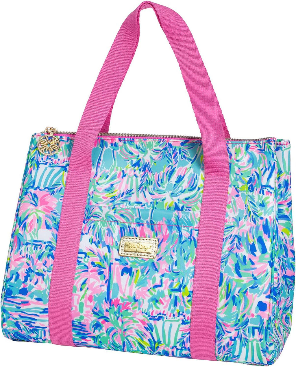 Lilly Pulitzer Insulated Lunch Bag, Cabana Cocktail | Cute Lunch Cooler Tote for Women, Mini Cooler with Zipper Closure, Exterior Pocket, Flat Base, and Handle Straps