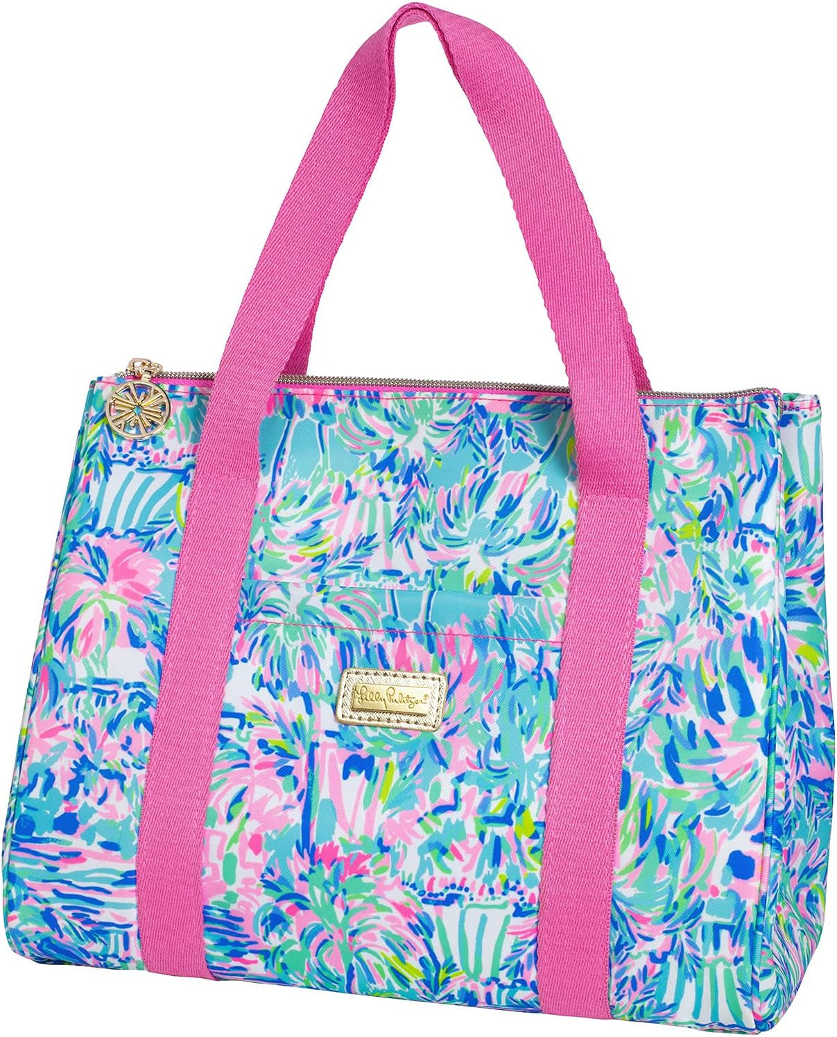Lilly Pulitzer Insulated Lunch Bag, Cabana Cocktail | Cute Lunch Cooler Tote for Women, Mini Cooler with Zipper Closure, Exterior Pocket, Flat Base, and Handle Straps