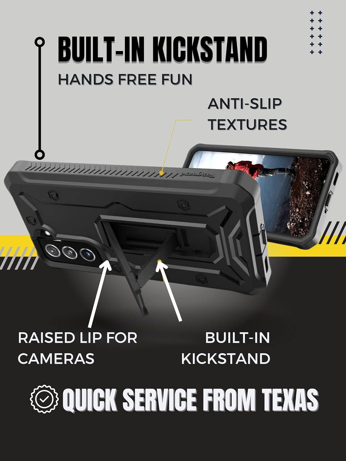 Vanguard Compatible with Samsung Galaxy S21 Case, Military Grade Full-Body Rugged with Built-In Kickstand [Screenless Version] (Black)