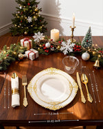 350PCS Ivory Plastic Plates - Ivory Gold Plastic Dinnerware Sets for 50 Guests - 100 Gold Disposable Plates, 50 Pre Rolled Silverware Sets, 50 Cups Perfect for Wedding & Thanksgiving