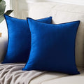 2 Packs Premium Faux Suede Decorative Throw Pillow Covers, Super Soft Square Pillow Case,Solid Cushion Cover for Couch/Sofa/Bedroom (18" X 18", Set of 2, Blue)
