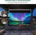 100 Inch Projector Screen Pull Down, 3 Layers PVC Auto-Locking Manual Pull down Projector Screen Retractable, 16:9 Portable Screen Indoor Outdoor - Home Theater Office Education