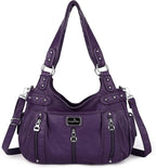 Large Purses and Handbags for Women Washed Faux Leather Crossbody Hobo Satchel Shoulder Handbag Tote Purse