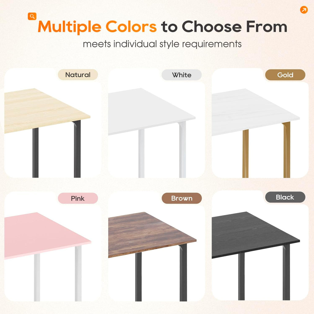 | 32 Inch Computer Desk | Brown | Sturdy Office Desk | Metal Frame, Adjustable Feet | Water-Resistant, Scratchproof Surface | Writing Table for Home Office or Study | Pack of 1