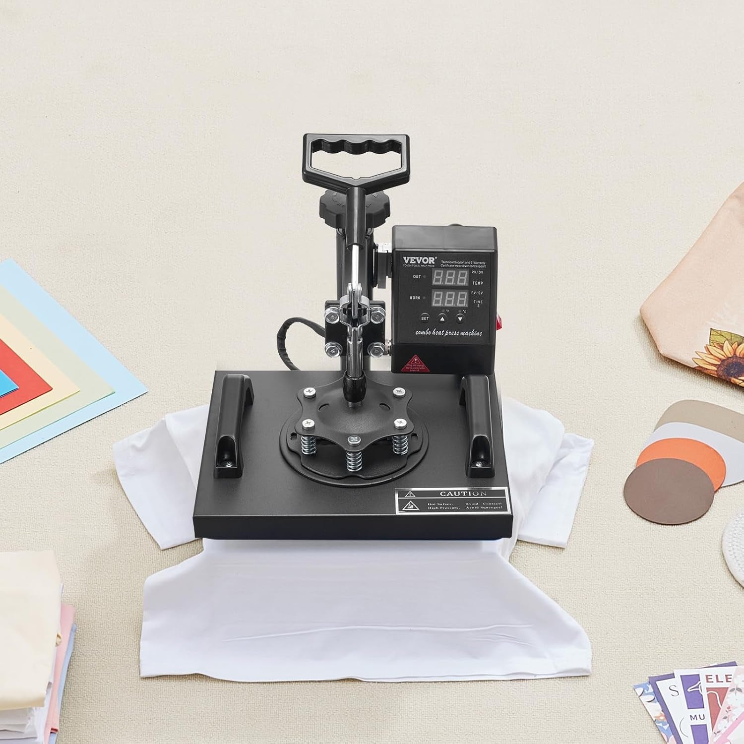 Heat Press, 12X10In Heat Press Machine, Clamshell Sublimation Transfer Printer Fast Heat-Up, Digital Precise Temperature Control, Vinyl Heat Press for T-Shirts Bags Garments Mats Puzzles, 650W