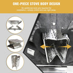 Survival Stove for Camping Cooking, Portable Wood Burning Stove, Stable Stainless Steel Foldable Camp Stove, Emergency Outdoor Cooking Stove No Gas Required, Compact Bushcraft Stove