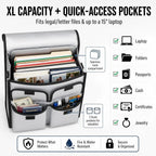 Fireproof Document Bag 17 X 11 in with File Organizer Box | UL94 VTM-0 Certified, Silicone-Coated Fiberglass, 2 Dividers, Grab-And-Go Emergency Storage, Important Document Case for Home