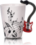 Guitar Novelty Mug Unique Musical Gift Coffee Cup with Guitar Handle Design,Great Gifts for Music Lovers&Guitar Payer,Holidays,Fathers Day,Men,Woman,Teachers