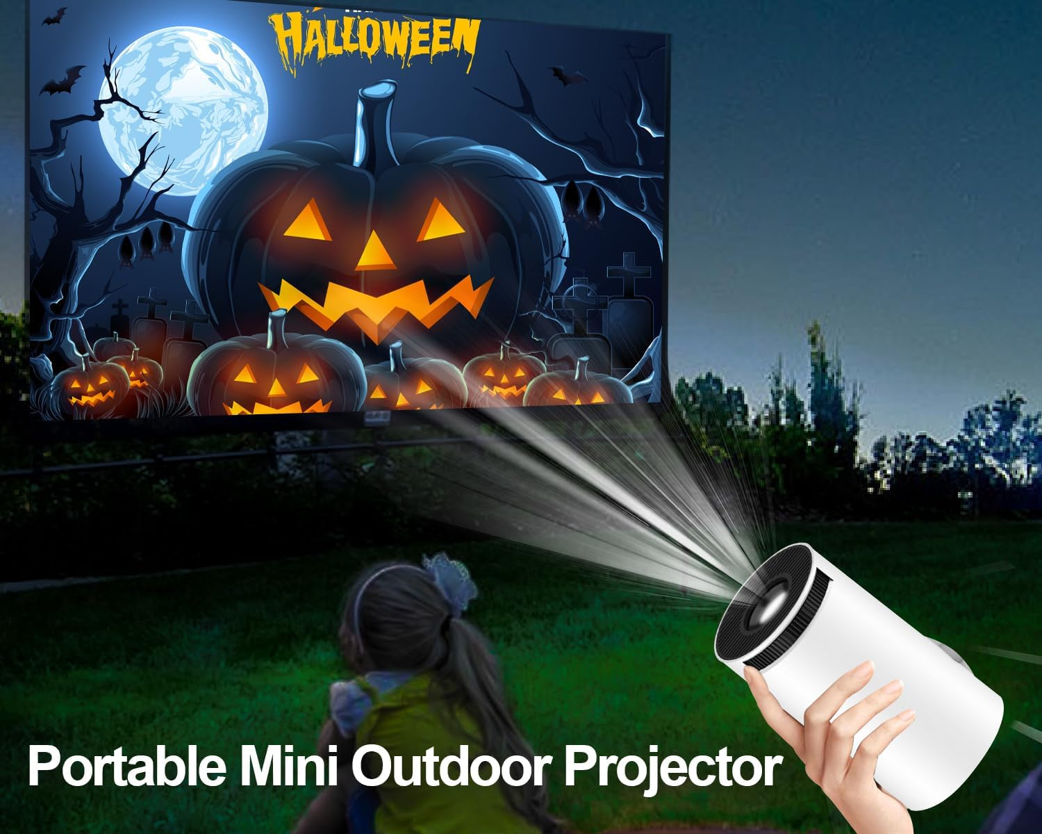 Mini Portable Projector - 4K & 1080P Support, Wifi6 & Bluetooth 5.4, Auto Horizontal Correction, 180 Rotatable, Outdoor Movie Compatible with Phone