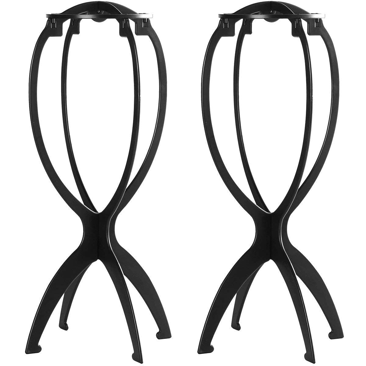 Wig Head Stand for Travel, Wig Drying Stand, Black, 2 Packs | Easy Assembly, Fast Air Drying, Travel Portable, Shape Retention, Versatile Display