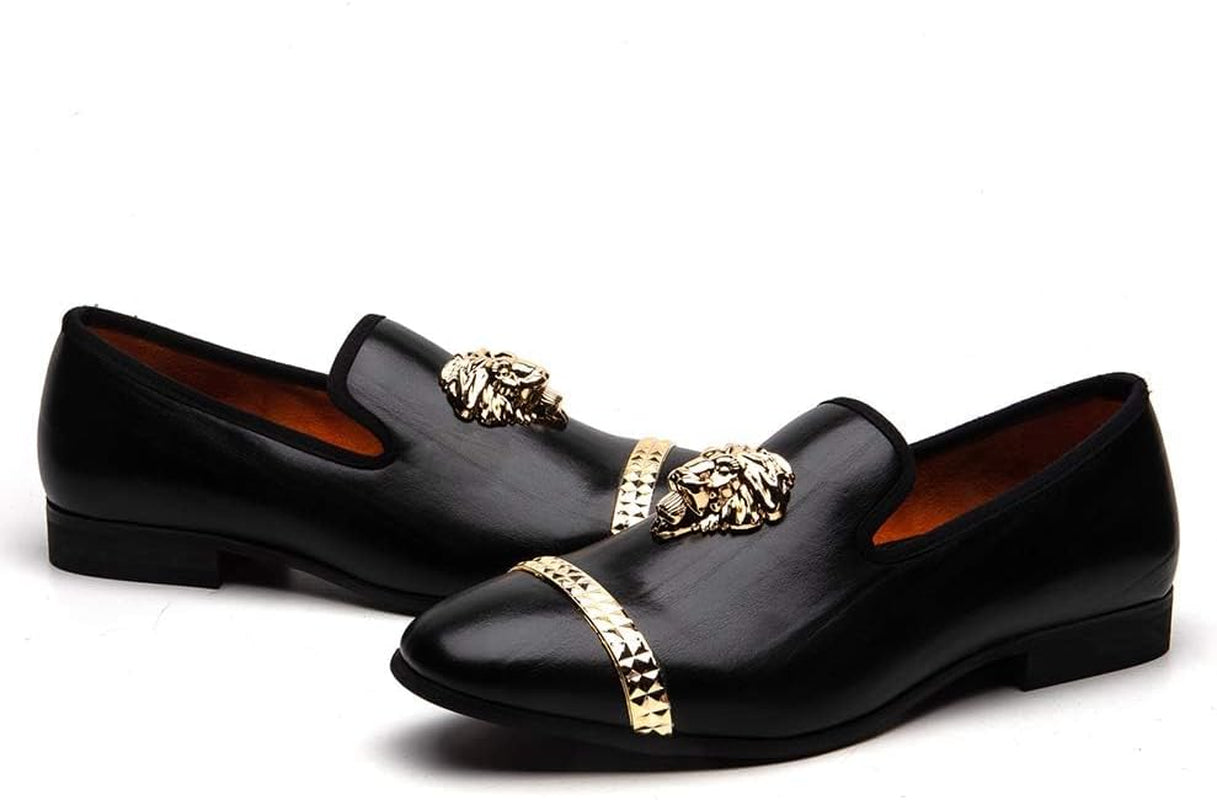 Black Leather Loafers for Men - Breathable, Flexible Slip on Mens Shoes - Perfect Party, Wedding, Birthday Mens Dress Shoes - Comfortable Rubber Sole Shoes for Men