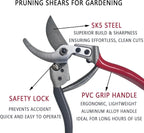 Pruning Shears for Gardening, 8.5" SK5 Steel Pruners | Bypass Garden Shears, Sharp Heavy Duty Hand Pruners, Handheld Clippers Tools for Garden Care