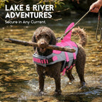Dog Life Jacket - Pet Safety Vest for Swimming & Boating, Shark Life Jacket with Floatation, Dog Lifesavers Swimsuits for Small Medium Large Dogs (Pink, L)