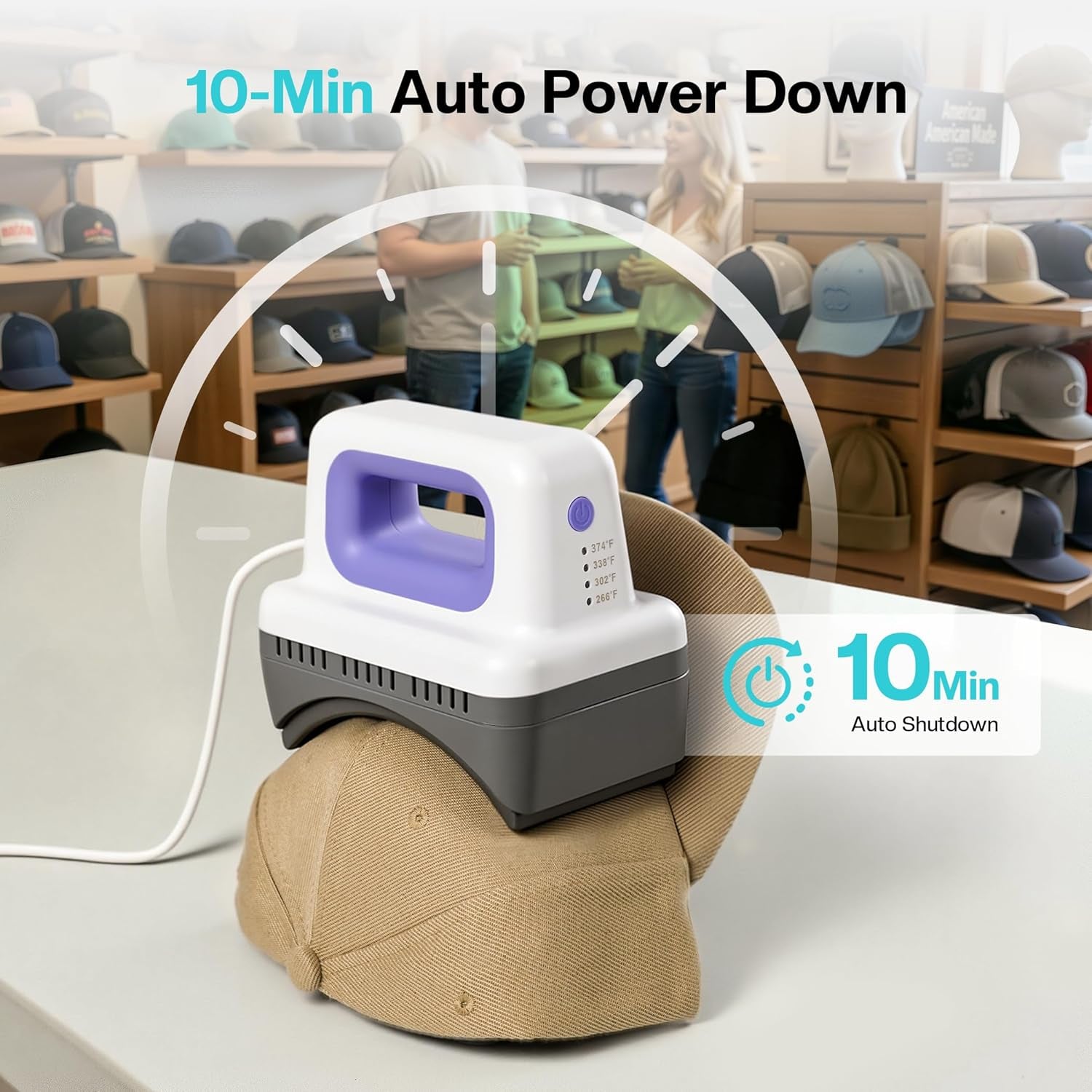 Hat Press SZ01, Lightweight Hat Press Heat Machine for Caps with 4 Heating Levels, 10Min Auto-Off, for Vinyl, Sublimation, Heat Transfer Projects | 4 Heating Levels, 10Min Auto-Off, Lightweight & Portable, Intelligent Memory,Suitable for All Types of Hats,Beginner-Friendly