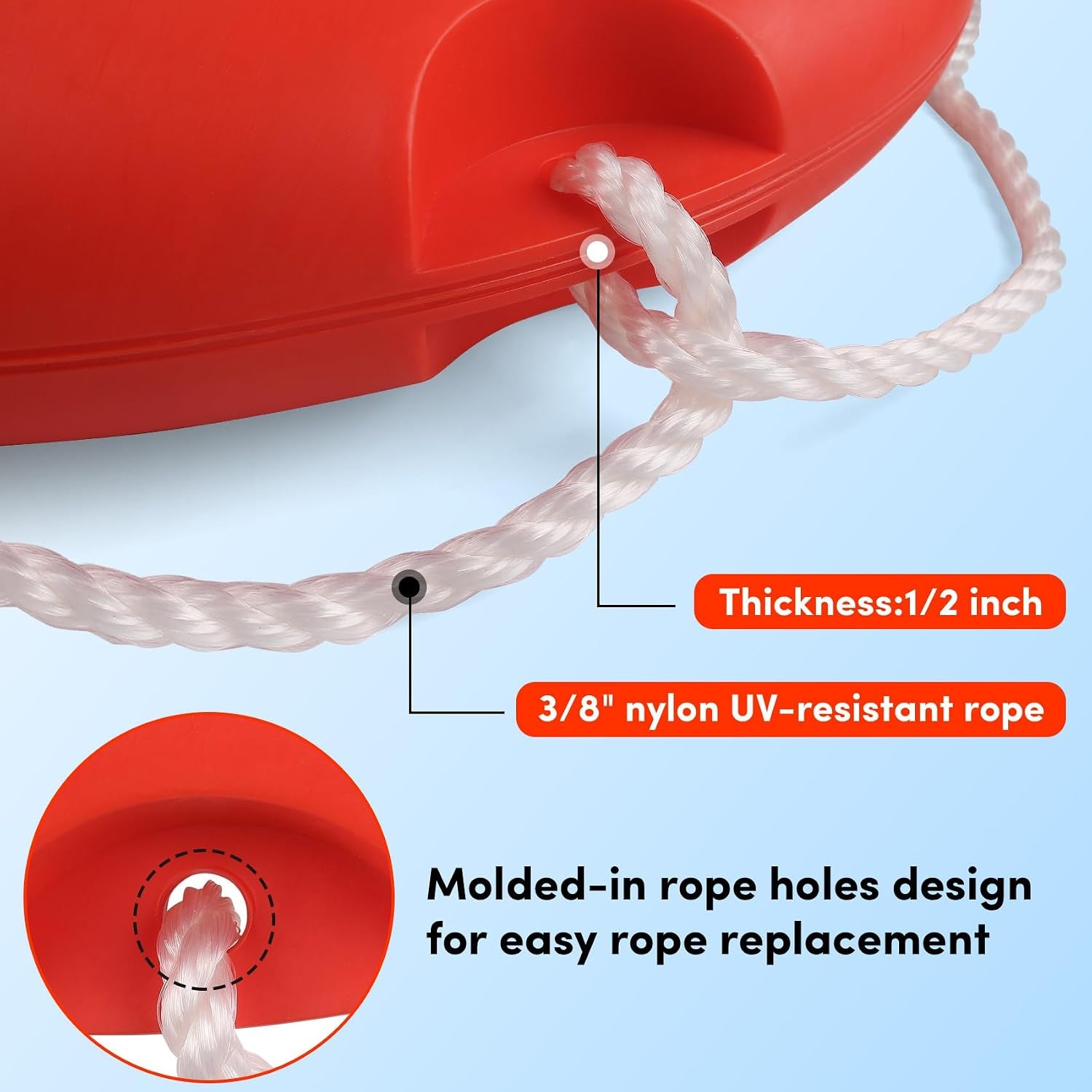 Life Ring 23"/28" Boat Safety Throw Buoy with Reflective Tape & Grab Lines - Orange Life Rings for Boats,Includes Water Floating Saving Rope