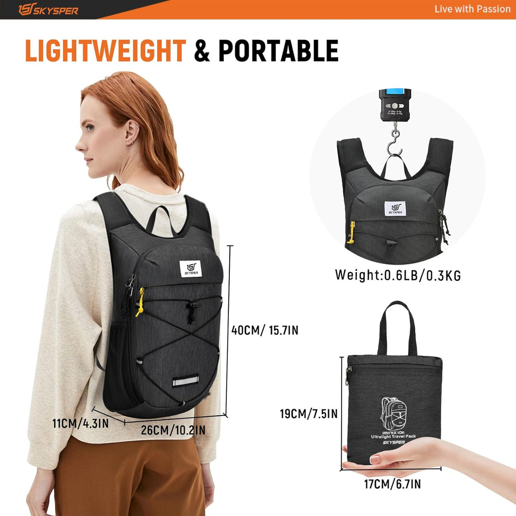 Foldable Hiking Backpack - 10L/15L Small Lightweight Daypack Breathable Travel Backpacks