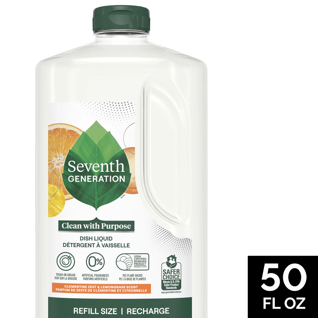 Dish Soap Refill, Liquid Dishwashing Soap, Clementine Zest & Lemongrass, 50 Fl Oz