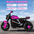 6V Kids Motorcycle with Forward & Reverse Switch, Headlight, Horn, Music, Story, USB Port, 3-Wheel Battery Powered Electric Ride on Toys for Toddler Boys Girls (Pink)