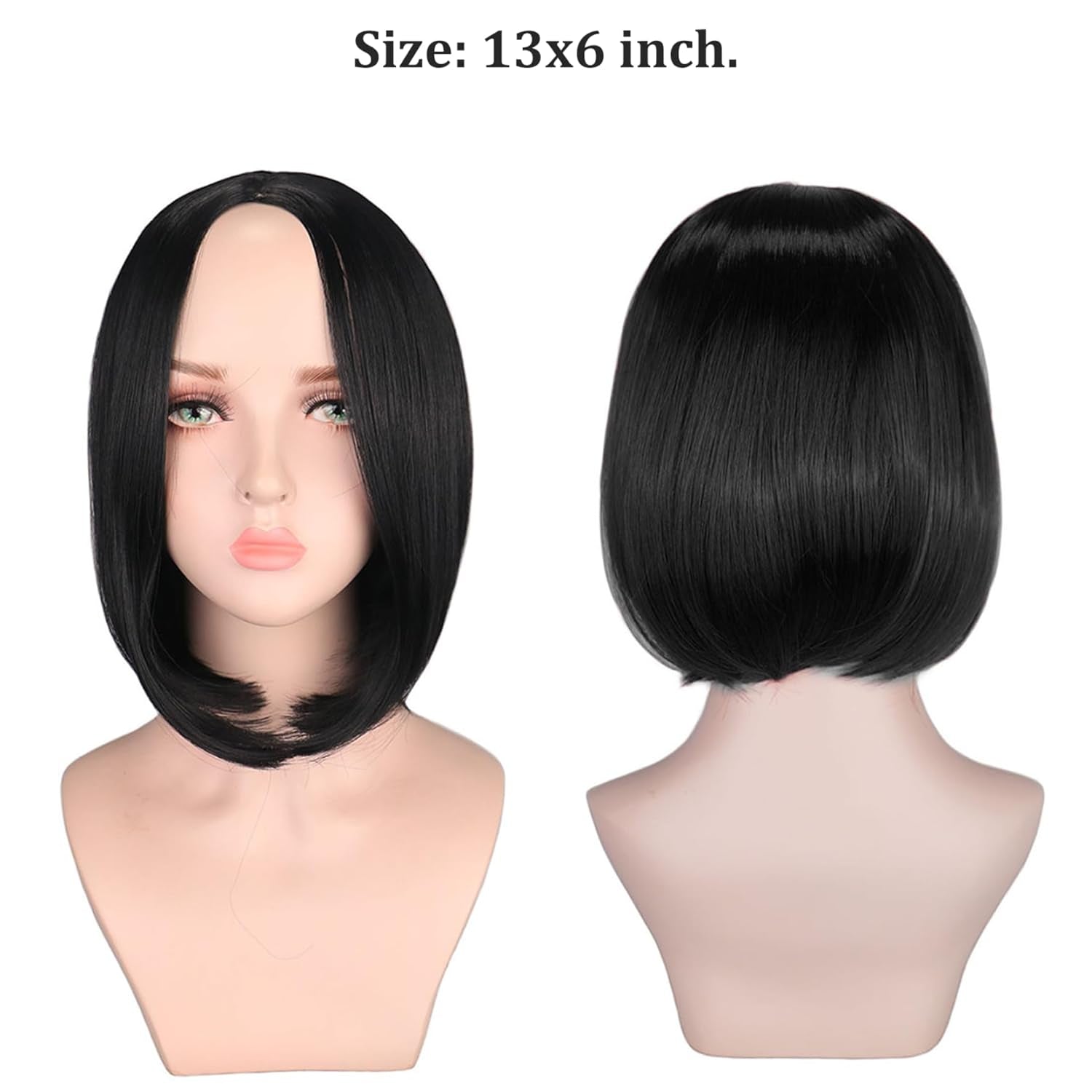 Straight Short Bob Wig - Black Women'S 13Inch U Shape Wig with Breathable Human Hair