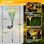 Solar Garden Lights Outdoor: 8 Removable Optical Fiber Dragonflies 2 Pack - Waterproof Fun Animal Decoration for Yard Patio Path - Gardening Gifts for Garden Lovers over 30