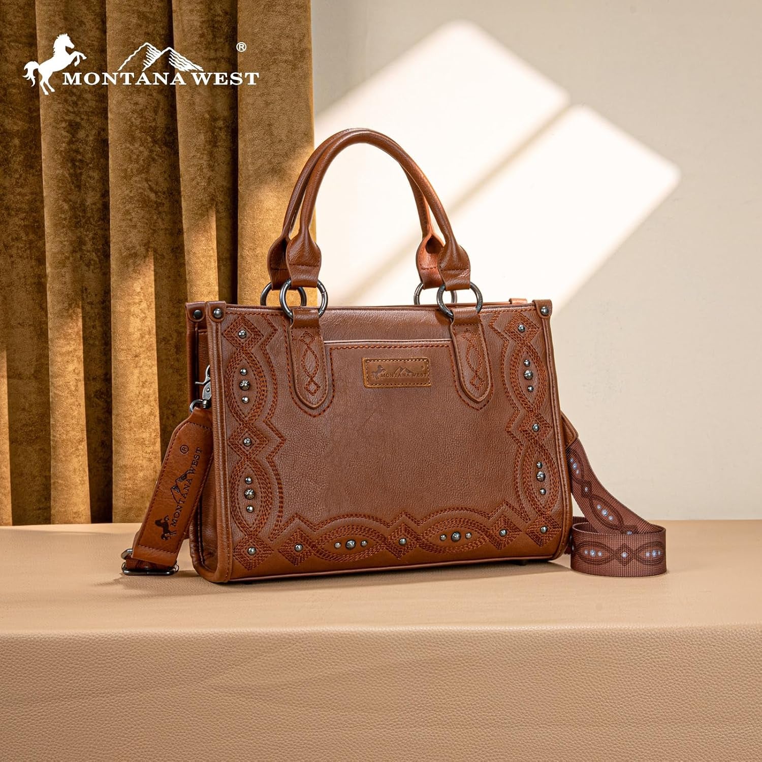Tote Bag for Women Western Tooling Handbags Embroidered Concho Crossbody