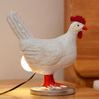 Funny Chicken Egg Lamp with LED Lifelike Chicken Night Light - USB Resin Warm Table Light Decor for Kids & Friends (A)