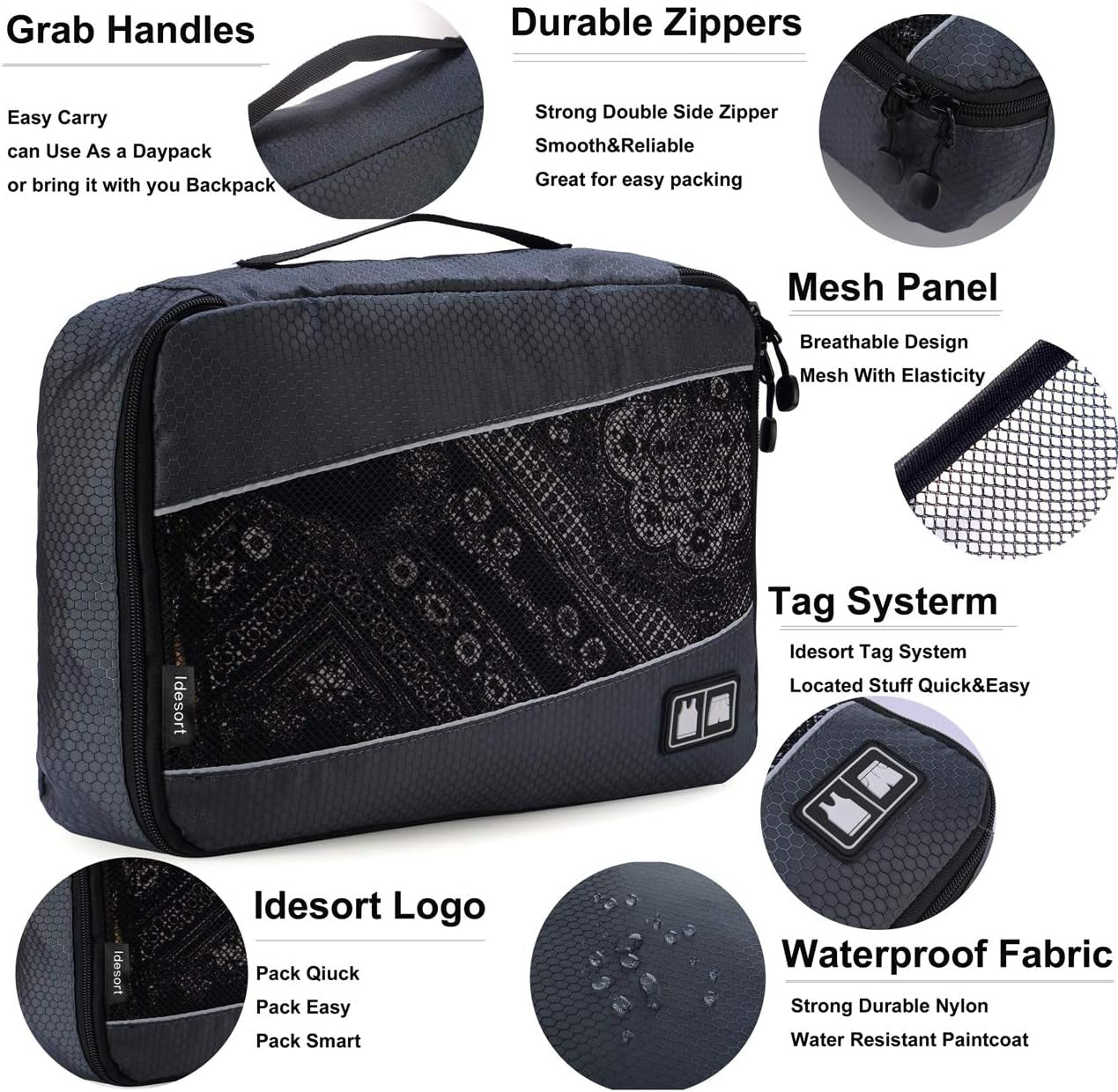 Packing Cubes Large Luggage Organizers Bags for Travel Organizing Clothes | Mixed Color 8 Set Suitable Family or Two-Person Trips; Breathable Mesh Make Easy to Sort; Durable and Convenient to Store