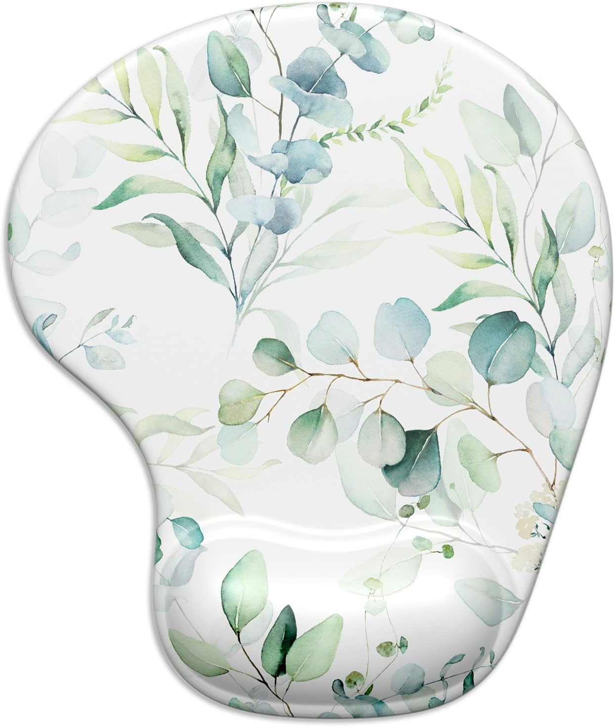 Ergonomic Mouse Pad with Gel Wrist Support Wrist Rest Smooth Surface Non-Slip PU Base Comfortable Office Supplies Pain Relief, 9.5 X 8 Inches, Leaves and Branches