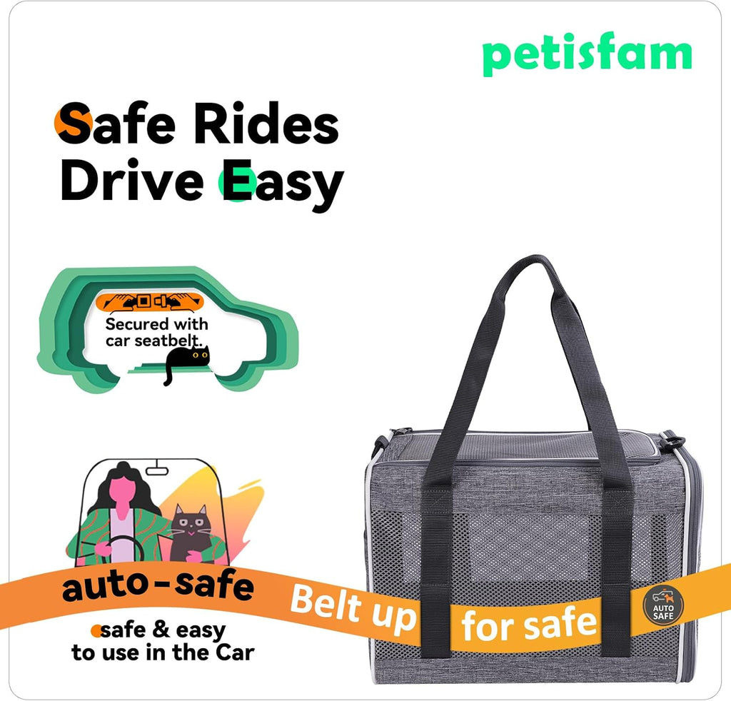 Soft Pet Carrier Bag for Cats and Puppy under 20 Lbs. Sturdy, Safe, Comfortable and Lightweight | Top Opening, Quik-In. Zip-To-Lock. Stress-Free Vet Visits. Cats Can'T Resist. Easy Storage, Cleaning. Lightweight. Breathable