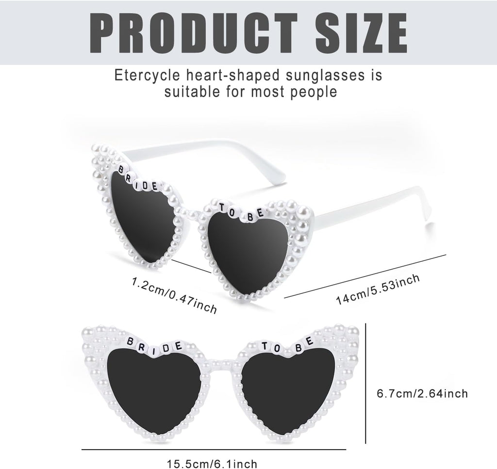 Heart Sunglasses, Bride to Be Gifts Bachelorette Party Bride Sunglasses, Cute Glasses for Women Bachelorette Party