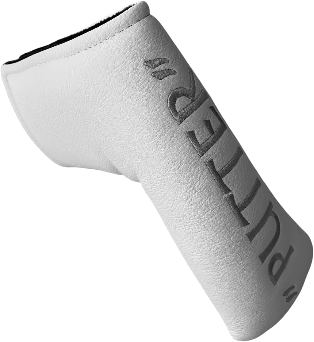 Golf Blade Putter Head Cover Headcover Magnetic - White Putter Golf Headcover - Premium Synthetic Leather Putter Cover for Golf Clubs Fits for Most Brands