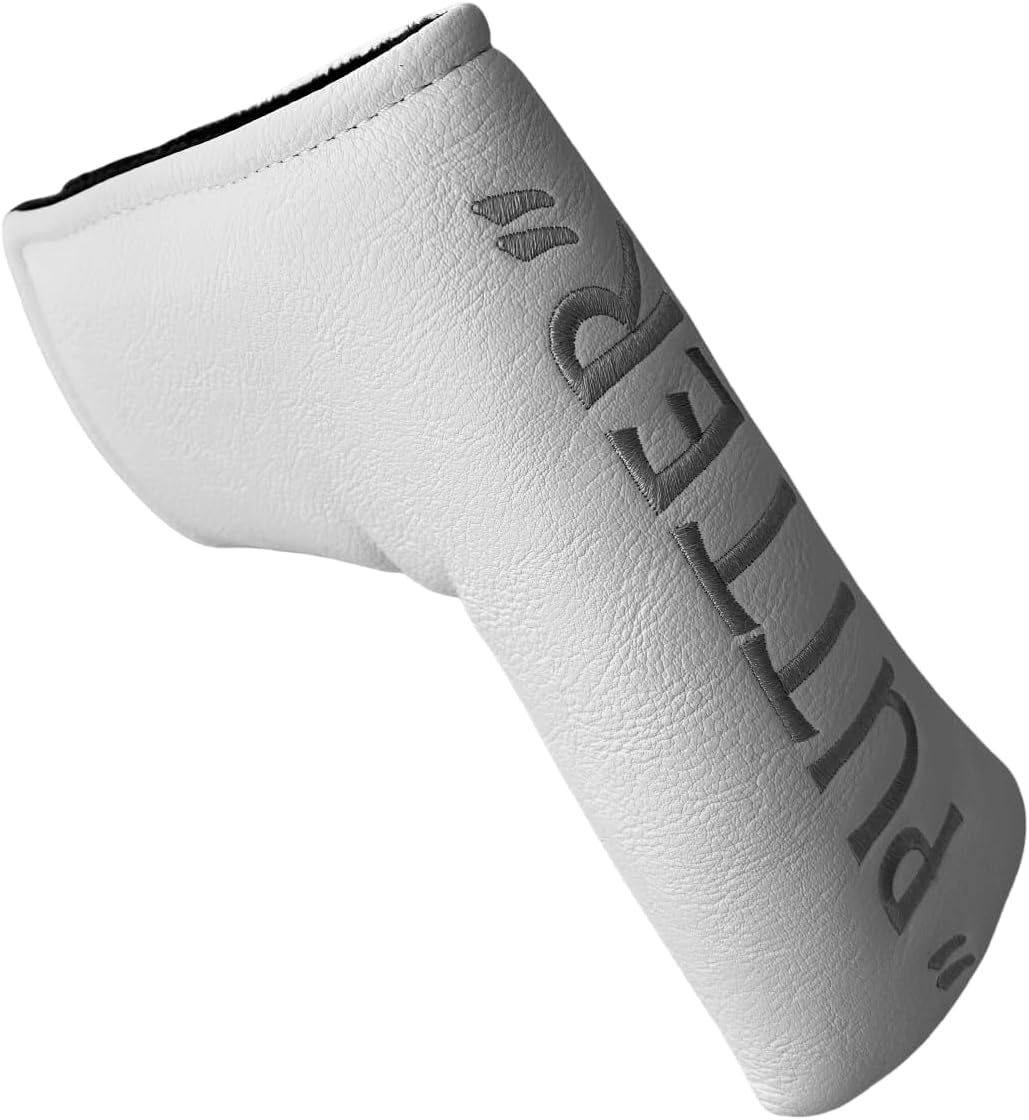 Golf Blade Putter Head Cover Headcover Magnetic - White Putter Golf Headcover - Premium Synthetic Leather Putter Cover for Golf Clubs Fits for Most Brands