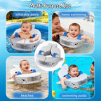 Non-Inflatable Baby Arm Floats with Solid Soft Pearl Foam, Swim Floats Adjustable Design Spring Swim Water Pool Float for 3-36 Months Kids Beach Essentials