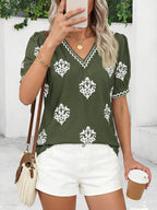 Casual Short Sleeve Summer T Shirts Going Out Tops for Women Trendy | Boho Tops for Women,Tops for Teacher,V Neck,Crop,Y2K,Floral,Crew Neck,Work Blouses,Cute Tunics,Beach Vacation Clothes