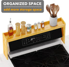 Bamboo over the Stove Spice Holder Shelf, 31.5" Kitchen Organizer Stove Spice Top Rack, 11.6" Height Countertop Storage, over Oven Back Sink Organization Shelf, Natural