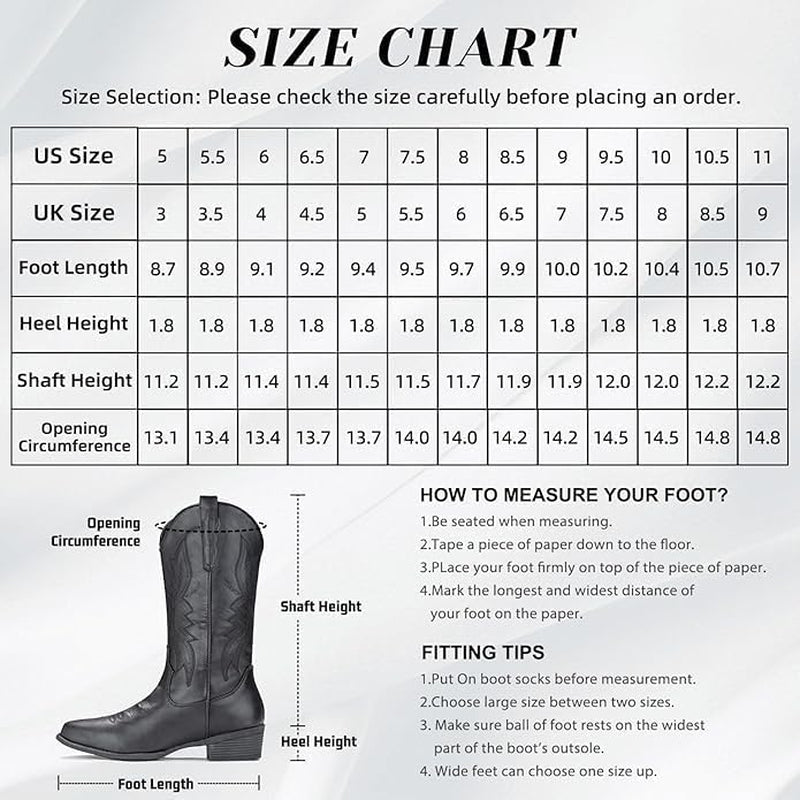 Cowboy Boots for Women Western Boots Cowgirl Boots Pull on Pointy Toe Mid Calf Boots