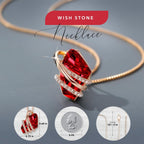 Wish Stone Pendant Necklace with Birthstone Crystal, 18K Rose Gold Plated/Silvertone, 18" + 2"