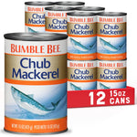 Chub Mackerel, 15 Oz Can (Pack of 12) - Canned Mackerel Fish, High Protein Keto Food, Gluten Free