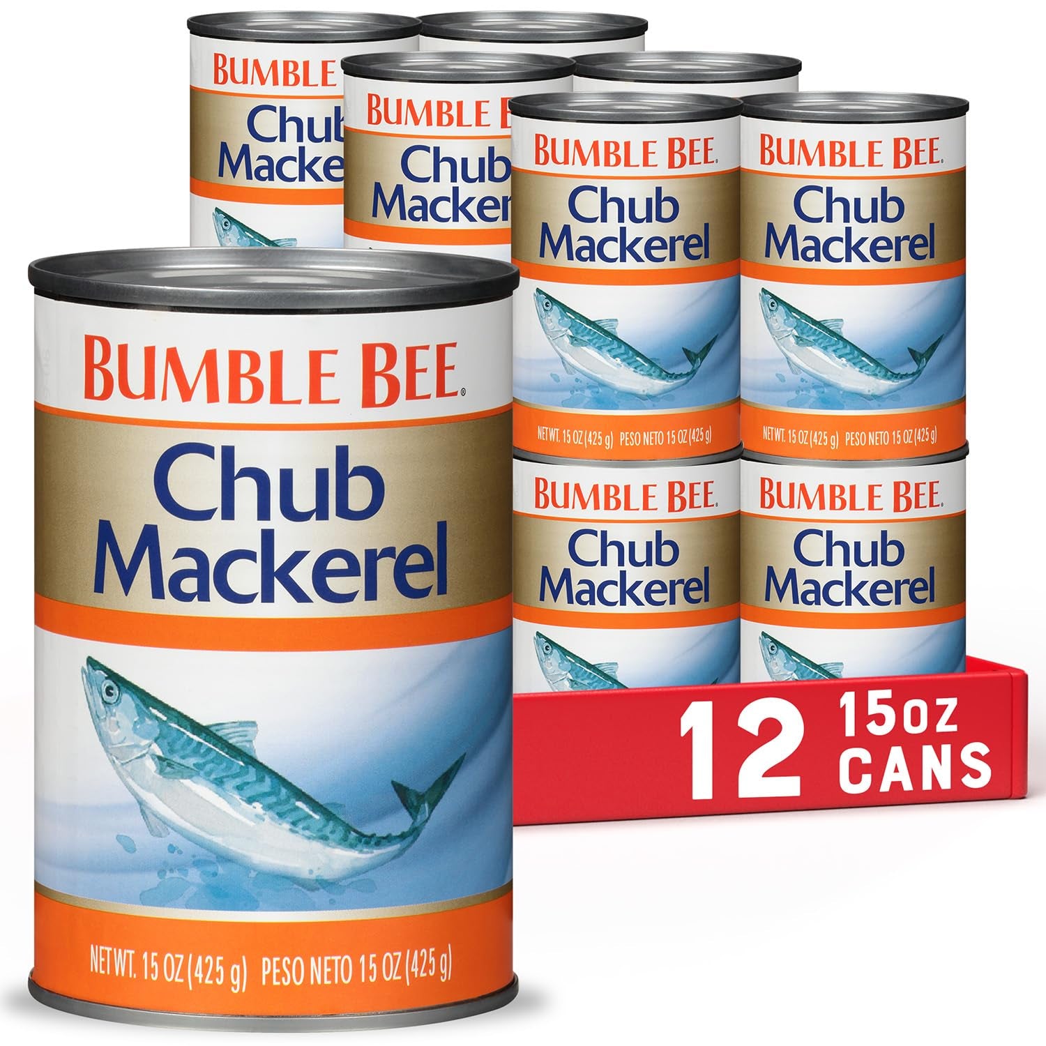 Chub Mackerel, 15 Oz Can (Pack of 12) - Canned Mackerel Fish, High Protein Keto Food, Gluten Free